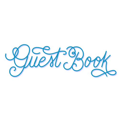 The word guest book written in blue PNG Design