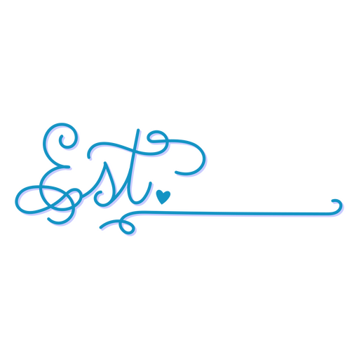 The word est written in blue PNG Design