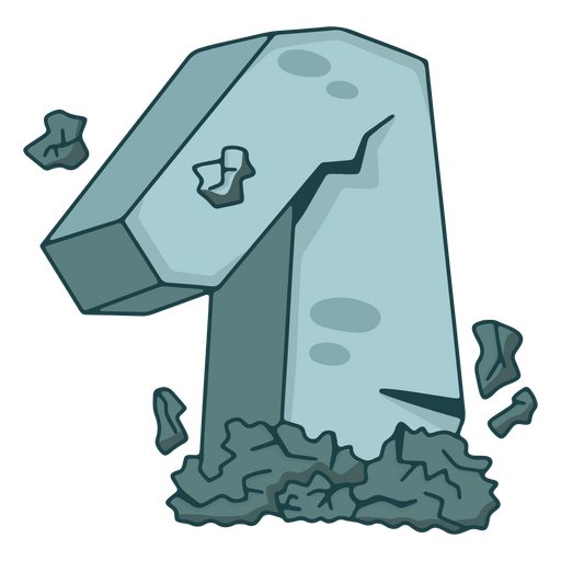 Número uno hecho de piedra Diseño PNG