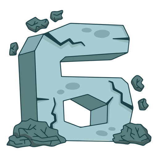 Number six in stone PNG Design