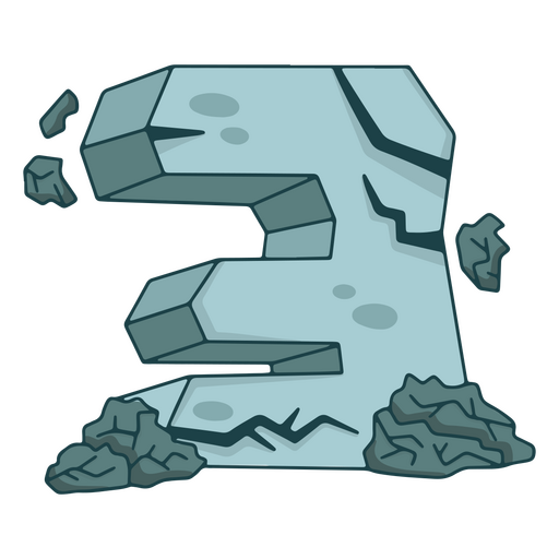 Number three out of stone PNG Design