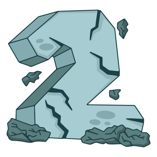 Number two out of stone PNG Design
