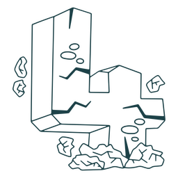 Número cuatro tallado en roca Diseño PNG