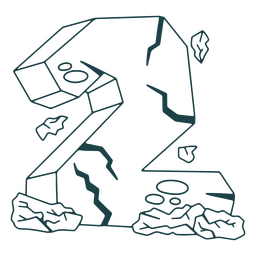 Número dos saliendo de las rocas Diseño PNG