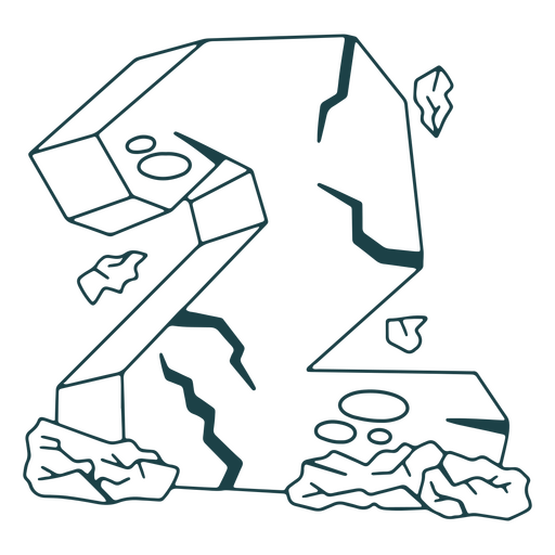 Number two coming out of rocks PNG Design