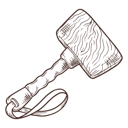 Drawing of wooden mallet PNG Design