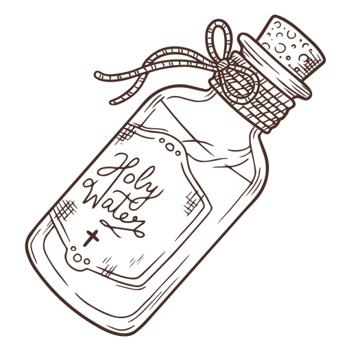Botella pequeña con agua bendita Diseño PNG
