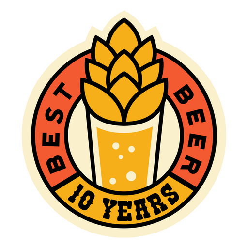 La mejor insignia de cotización de diez años de cerveza Diseño PNG