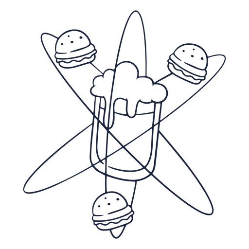 Bier und Burger-Atom-Stroke-Symbol PNG-Design
