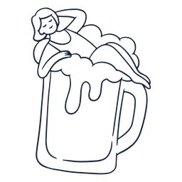 Icono de trazo de mujer de cerveza Diseño PNG Transparent PNG