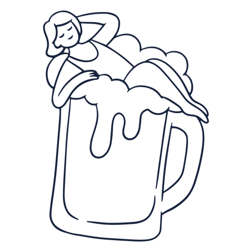 Beer woman stroke icon PNG Design