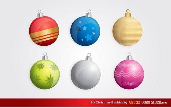 Seis enfeites de Natal Seis enfeites de Natal