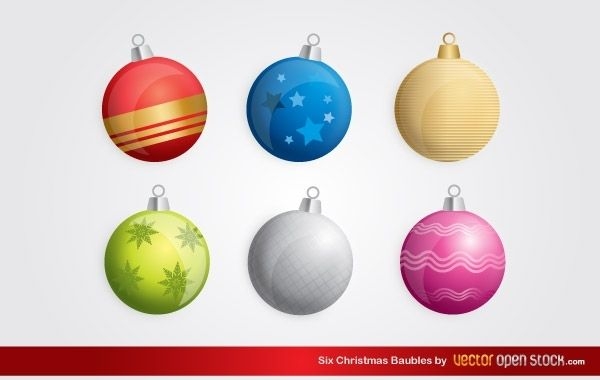 Six Christmas Baubles