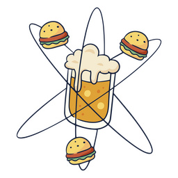 Ícone de átomo de cerveja e hambúrgueres Transparent PNG