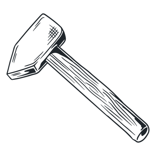 Black and white blacksmith's hammer PNG Design