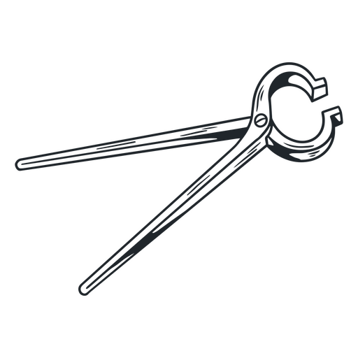 Black and white blacksmith's tongs PNG Design