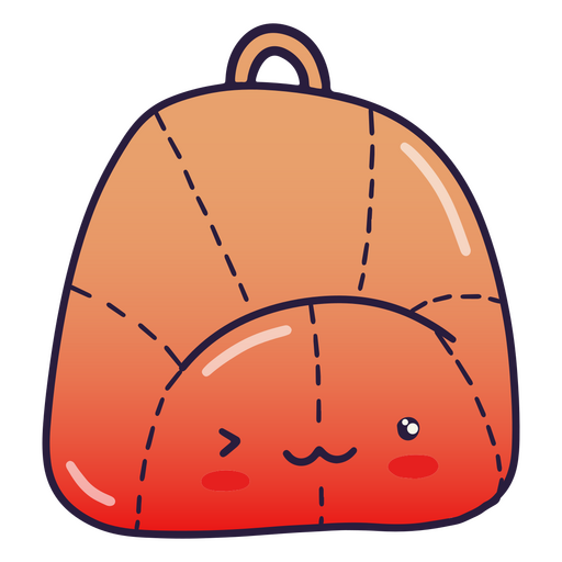 Mochila naranja kawaii guiñando un ojo Diseño PNG