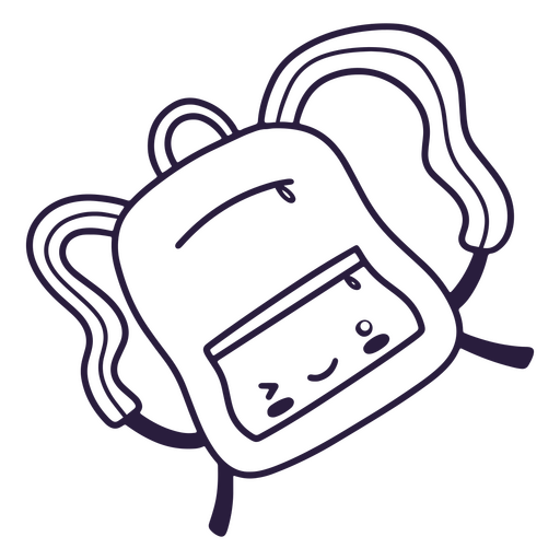 Drawing of kawaii backpack PNG Design