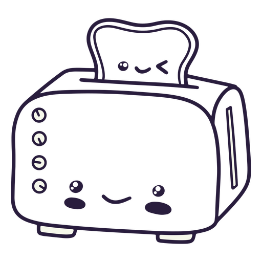Toaster with colorless kawaii bread PNG Design