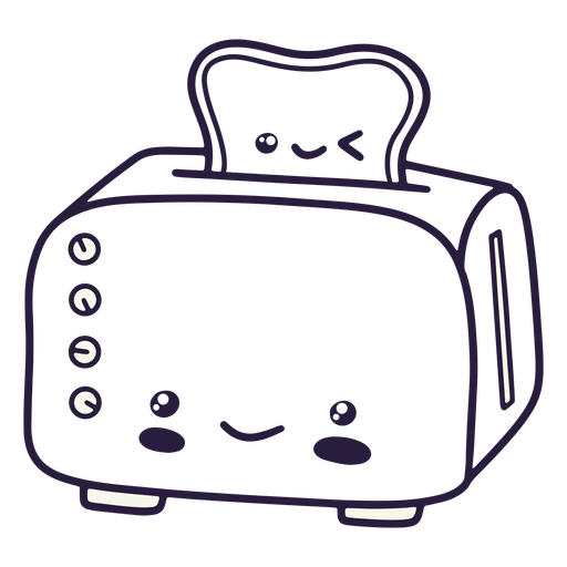 Torradeira com pão kawaii incolor Desenho PNG