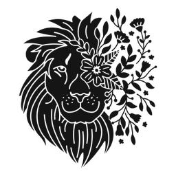 Lion's face with flowers PNG Design
