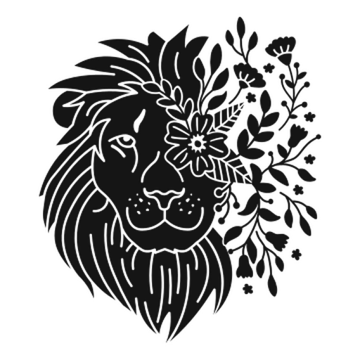 Lion's face with flowers PNG Design