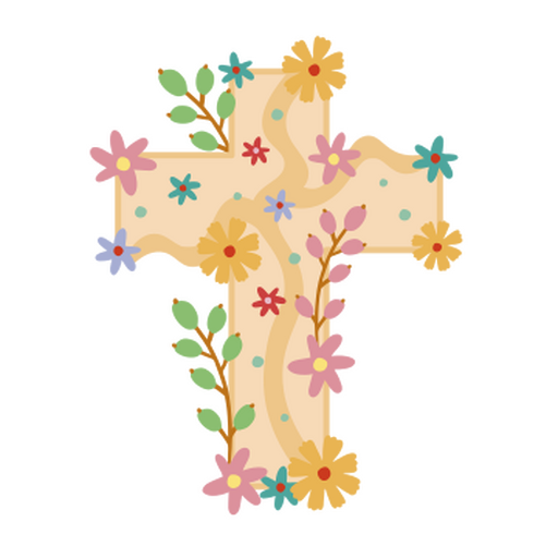 Cruz coberta por flores Desenho PNG