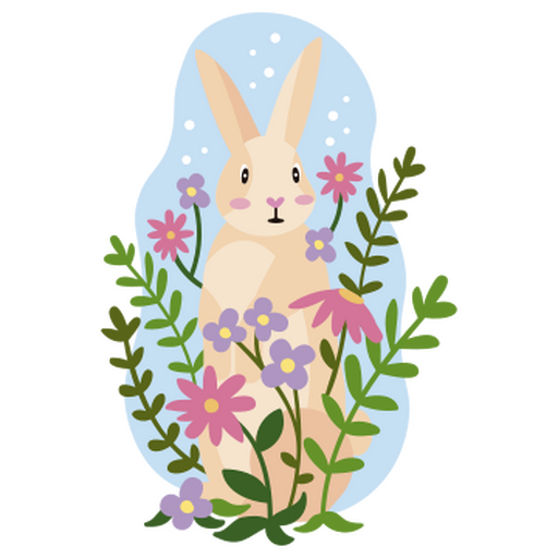 Bunny surrounded by flowers PNG Design