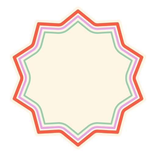 Rótulo colorido em forma de estrela Desenho PNG