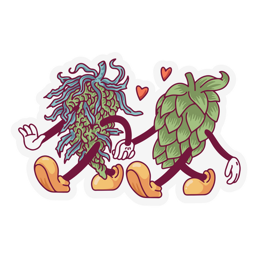 Barley and hops in love sticker PNG Design