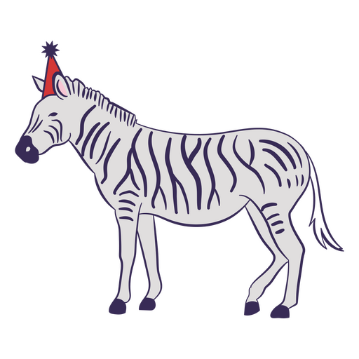 Zebra com chapéu de aniversário Desenho PNG