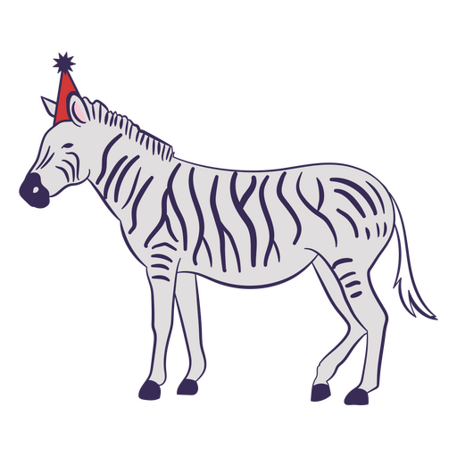 Zebra com chap?u de anivers?rio Desenho PNG