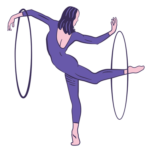 Gimnasta de circo bailando aro Diseño PNG