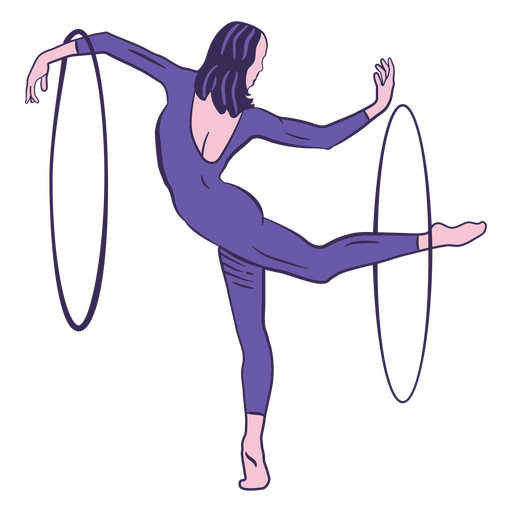 Ginasta de circo dançando aro Desenho PNG