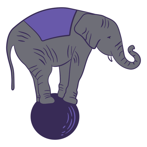 Elefante de circo morado Diseño PNG