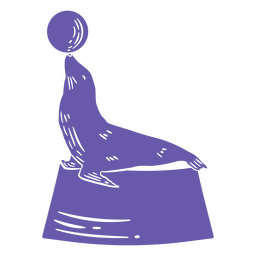 Seal playing with ball PNG Design