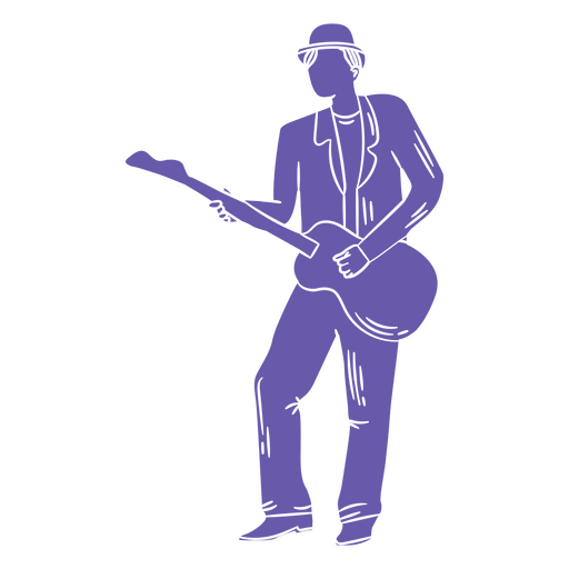 Músico tocando seu violão Desenho PNG