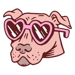 Perro divertido con gafas en forma de corazón Diseño PNG