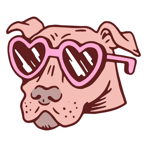 Cão engraçado com óculos em forma de coração Desenho PNG