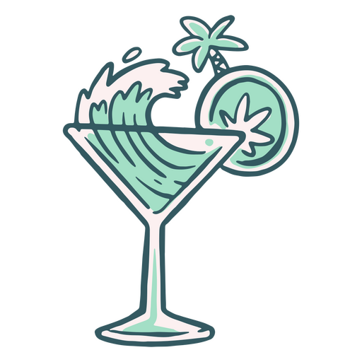 Beach wave in martini glass PNG Design