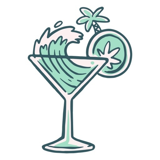 Ola de playa en copa de martini Diseño PNG
