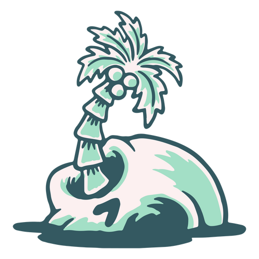 Skull with coconut palm tree PNG Design