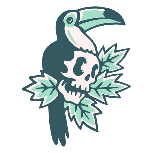 Tropischer Tukan mit Totenkopf PNG-Design