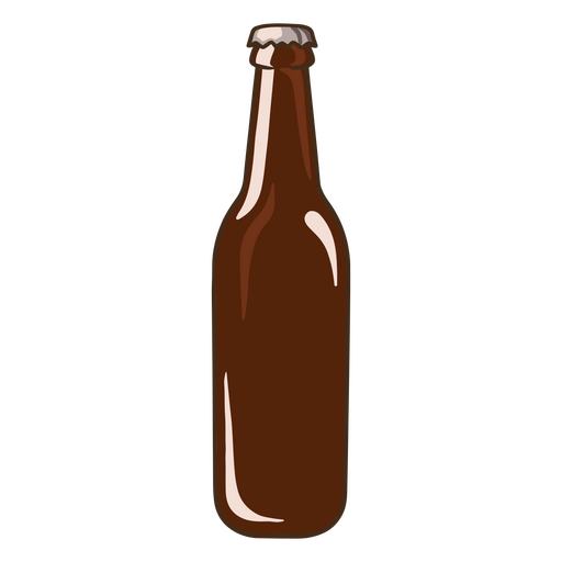 Uncorked beer brown bottle PNG Design