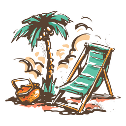 Sun lounger on the beach PNG Design