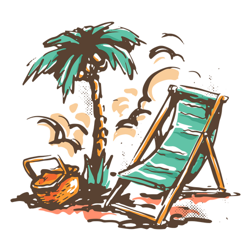 Sun lounger on the beach PNG Design