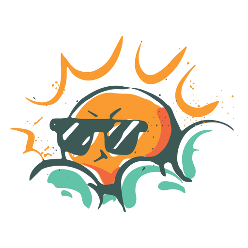 Animated sun with glasses illustration PNG Design