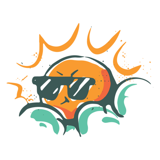 Sol animado com ilustração de óculos Desenho PNG