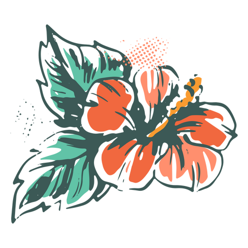 Ilustración de flor roja hawaiana Diseño PNG