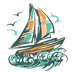 Un barco navegando el mar Diseño PNG